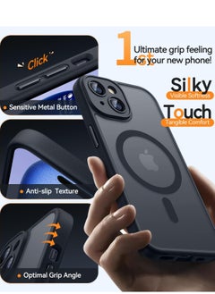 ESCASE Magnetic Cover for iPhone 15 Plus 6.7 Inch, MagSafe Compatible, Full Camera Protection, Translucent Matte Slim Protective Shockproof Case, Black  - Image 5