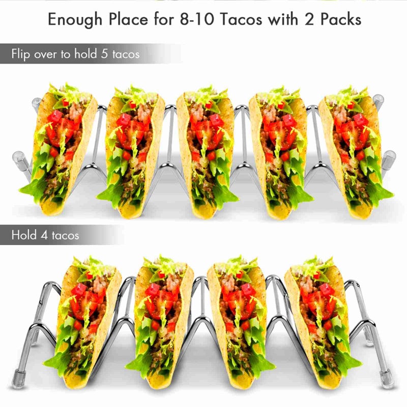 Stainless Steel Taco Holder Set of 2 with Protective Mats Dishwasher Safe - Image 4
