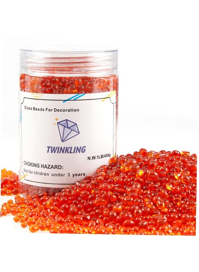 TWINKLING High Luster Round Fire Glass Stones, Marbles, Pebbles, Beads Gems for Fire Pit Vase Fillers Crafts Aquarium Garden Decoration, 3-6mm, 1-Pound Jar (Orange Red) - Image 5