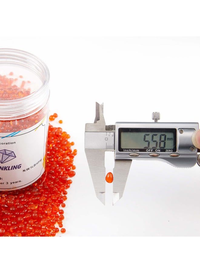 TWINKLING High Luster Round Fire Glass Stones, Marbles, Pebbles, Beads Gems for Fire Pit Vase Fillers Crafts Aquarium Garden Decoration, 3-6mm, 1-Pound Jar (Orange Red) - Image 2