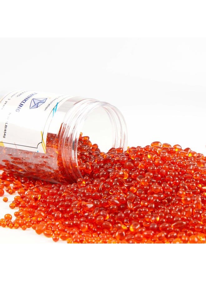 TWINKLING High Luster Round Fire Glass Stones, Marbles, Pebbles, Beads Gems for Fire Pit Vase Fillers Crafts Aquarium Garden Decoration, 3-6mm, 1-Pound Jar (Orange Red) - Image 3
