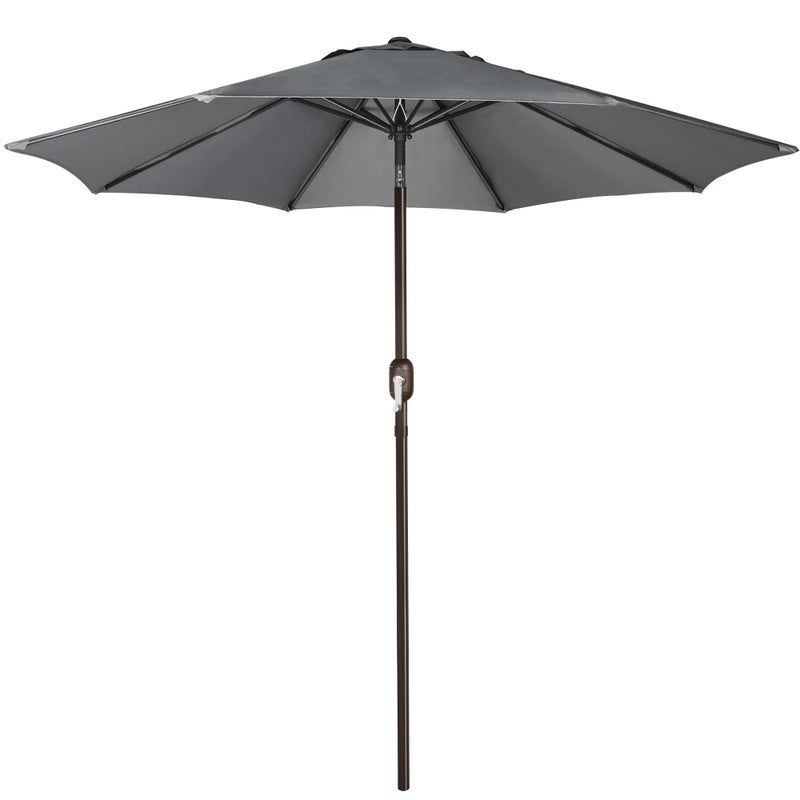 Blissun 9' Outdoor Patio Umbrella, Outdoor Table Umbrella, Yard Umbrella, Market Umbrella with 8 Sturdy Ribs, Push Button Tilt and Crank, Dark Grey - Image 1
