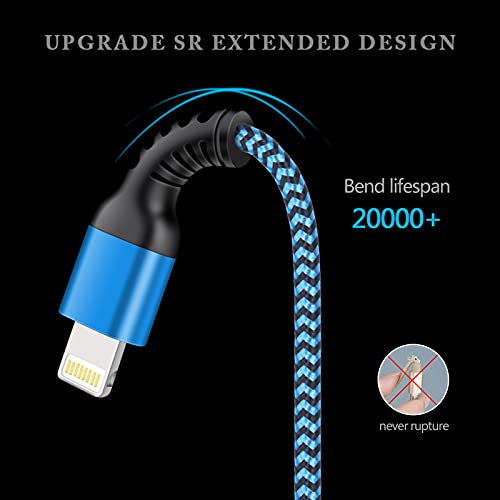 Haoano iPhone Charger [3/6/10ft], 3Pack Long Braided Cables, Fast Charging Power Charger Cords for iPhone 14/13 12 Pro Max/SE/11 Pro/11Pro Max/XS/XR/8/7/6S Plus, iPad mini, iPro Air, Touch USB Lightning Wire - Image 3