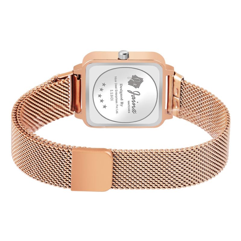 jainx Rose Gold Mesh Magnet Steel Chain Gift Analog Watch for Women - Image 5