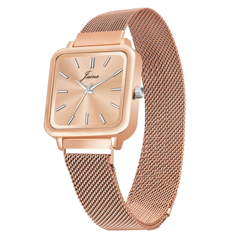jainx Rose Gold Mesh Magnet Steel Chain Gift Analog Watch for Women - Image 1