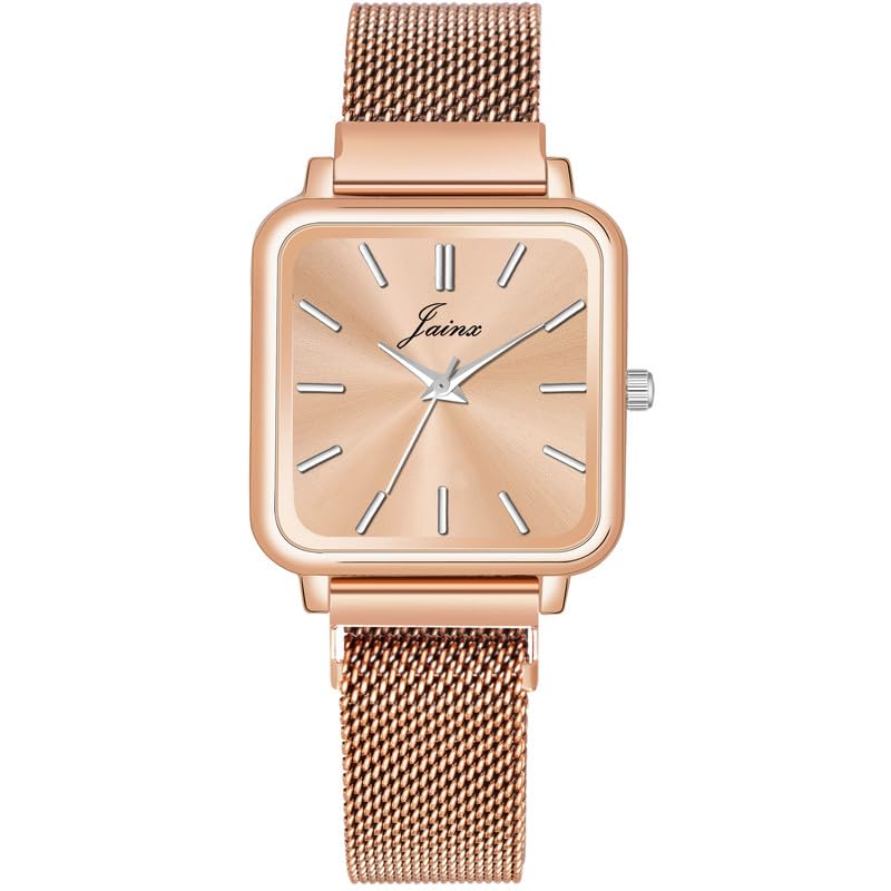 jainx Rose Gold Mesh Magnet Steel Chain Gift Analog Watch for Women - Image 2