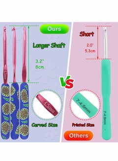 Excefore Crochet Hook Kit, 9 Pcs Aluminum Crochet Hook Set Soft Grip, 2mm-6mm Multicolour Stitches Craft Crochets Hook Sewing Tools  - Image 5