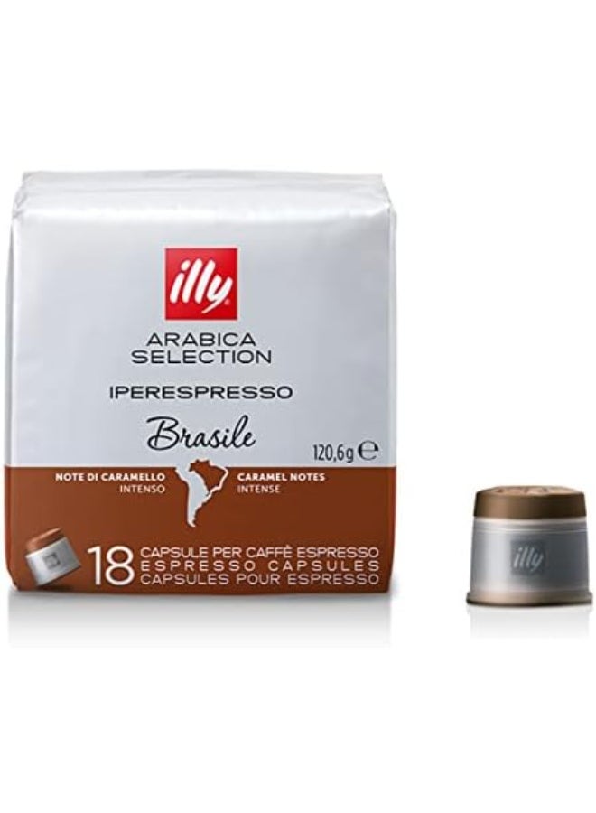 illy Iperespresso Single-Origin Coffee Capsules – Brasile Roast, Notes of Caramel, 100% Arabica, Single-Serve, 18 Capsules, Compatible with illy Iperespresso Machines - Image 1