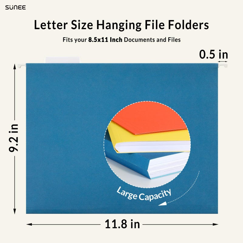 SUNEE Hanging File Folders Assorted Colors, 25 Pack File Folders Letter Size with 1/5-cut Tabs, Stay Organized for Your Home and Office Bulk File and Documents - Image 5