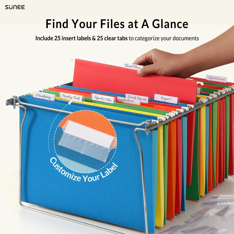 SUNEE Hanging File Folders Assorted Colors, 25 Pack File Folders Letter Size with 1/5-cut Tabs, Stay Organized for Your Home and Office Bulk File and Documents - Image 2