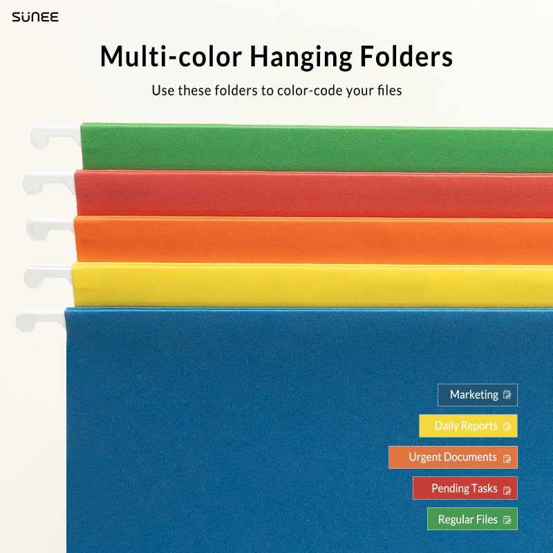 SUNEE Hanging File Folders Assorted Colors, 25 Pack File Folders Letter Size with 1/5-cut Tabs, Stay Organized for Your Home and Office Bulk File and Documents - Image 4