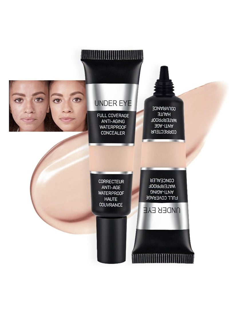 SYOSI 2 Pcs under Eye Concealer Full Coverage, Perfect Under Eye Concealer, Waterproof Concealer for Dark Circles, Puffiness, Cream Foundation Eye Brightener, Anti Aging, Natural Matte Finish, Redness  - Image 1