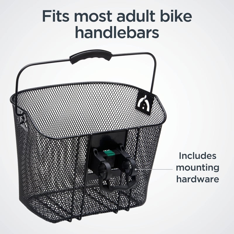 SCHWINN سلة دراجة شوان السريعة الإطلاق، سوداء، مقاومة للعوامل الجوية، مقبض قابل للطي للحمل باليد، تناسب معظم دراجات البالغين، تشمل أدوات التركيب، سلة دراجة للبالغين - Image 4