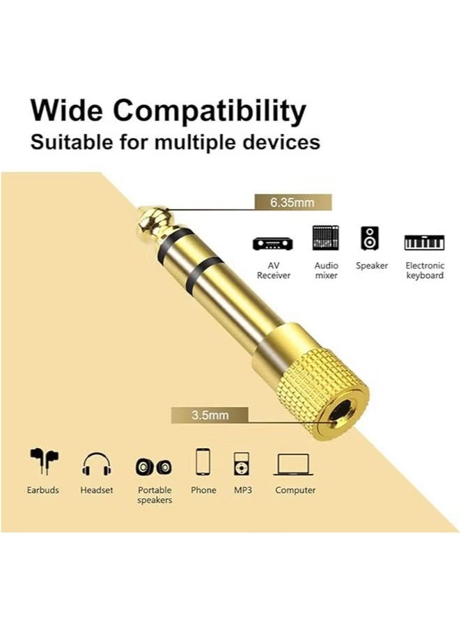 KENSUO Audio Adapter Converters (4-Pack 6.5mm Male to 3.5mm) and (4-Pack 6.35mm Plug to 3.5mm) Female Stereo for Guitar Headphone Amplifiers, Gold - Image 4