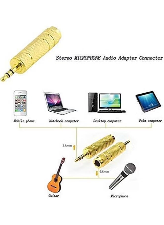 KENSUO Audio Adapter Converters (4-Pack 6.5mm Male to 3.5mm) and (4-Pack 6.35mm Plug to 3.5mm) Female Stereo for Guitar Headphone Amplifiers, Gold - Image 5