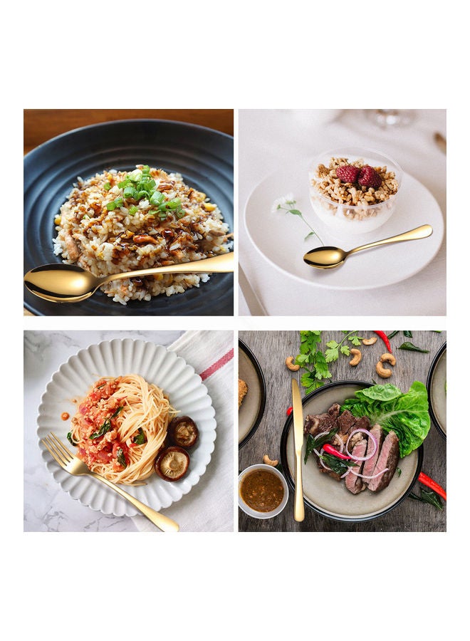 طقم أدوات مائدة من الإستانلس ستيل مكون من 24 قطعة ذهبي 14x13x23سم - Image 3