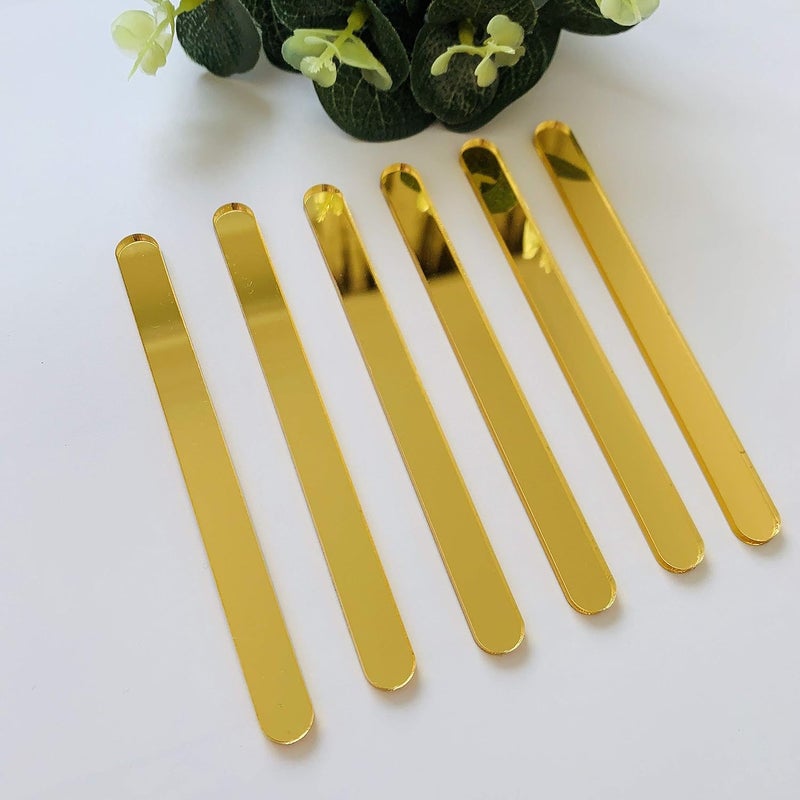 CHENRUI 20 Pcs Acrylic Cakesicle Popsicle Sticks for Ice Creamsicle Candy Apple (Mirror Gold) - Image 1