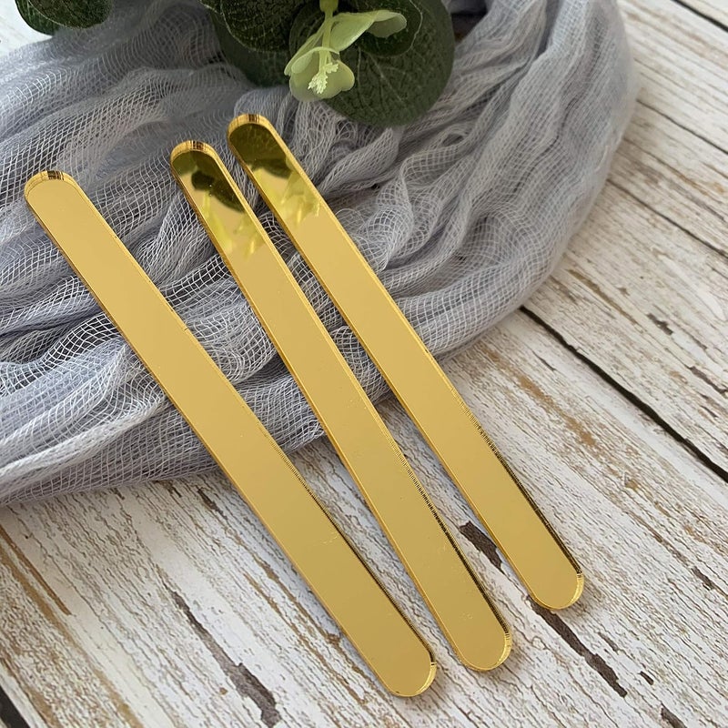 CHENRUI 20 Pcs Acrylic Cakesicle Popsicle Sticks for Ice Creamsicle Candy Apple (Mirror Gold) - Image 4