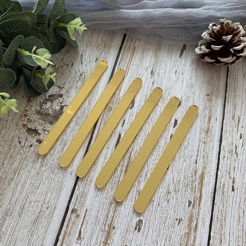 CHENRUI 20 Pcs Acrylic Cakesicle Popsicle Sticks for Ice Creamsicle Candy Apple (Mirror Gold) - Image 5