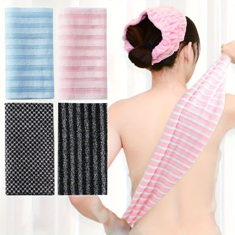 2pc Exfoliating Shower Towel Japanese Body Scrubber Double Sided Back Cleaner - Image 3