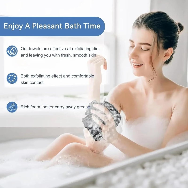 2pc Exfoliating Shower Towel Japanese Body Scrubber Double Sided Back Cleaner - Image 4
