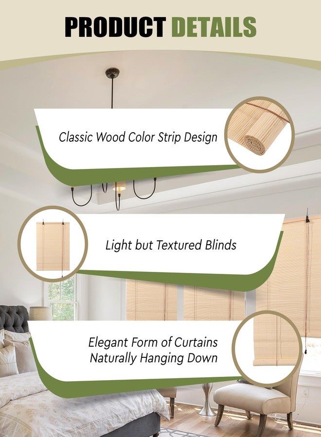 FoundGo Retro Bamboo Blinds 35" W x 72" H Bamboo Roman Shades Light Filtering Roll Up Blind Curtains for Windows Doorways Indoor Outdoor White - Image 3