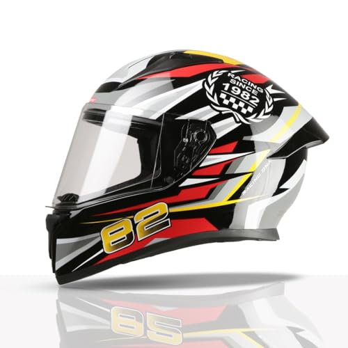 TVS Racing Titan Series Full Face Helmet for Men | Premium Bike Helmets with ABS Shell, UV Paint | Quick Release System | Aerodynamic Design | DOT & ISI Certified (Red, XL) - Image 1