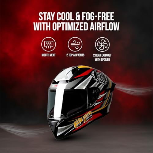 TVS Racing Titan Series Full Face Helmet for Men | Premium Bike Helmets with ABS Shell, UV Paint | Quick Release System | Aerodynamic Design | DOT & ISI Certified (Red, XL) - Image 3
