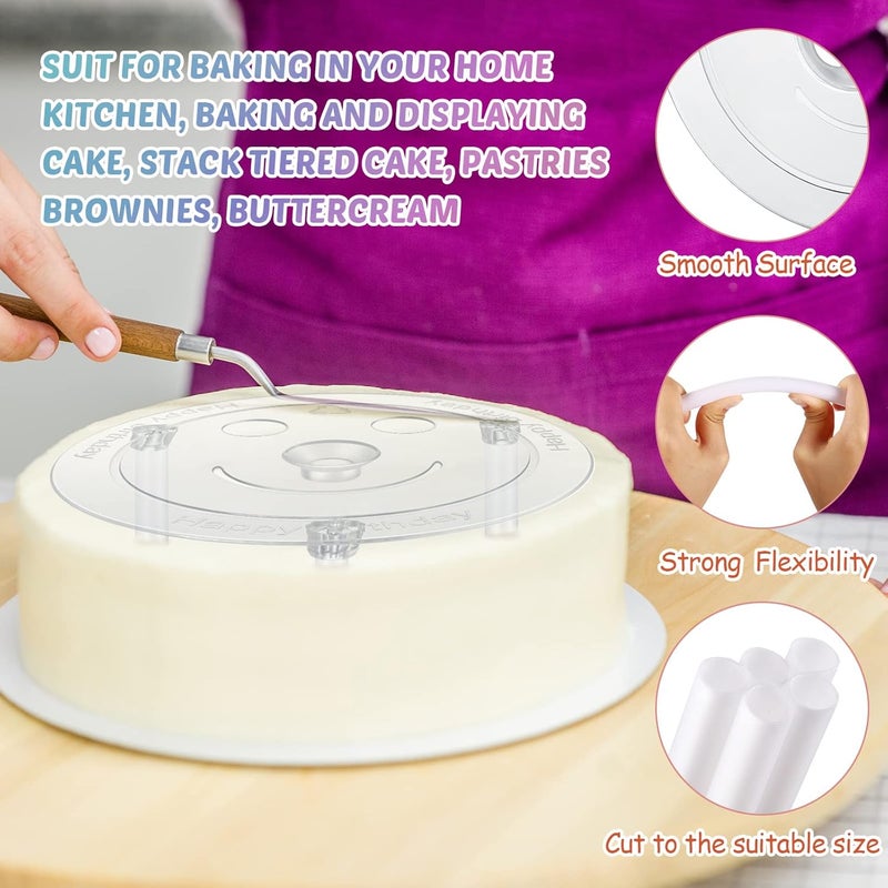 Marsui Marsui 68 Pcs Cake Tier Stacking Kit 12 Separator Plates for 4 5 6 8 Inch Cakes with 20 White Plastic Sticks Support Rods 36 Clear Stacking Dowels for Tiered - Image 5