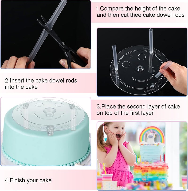 Marsui Marsui 68 Pcs Cake Tier Stacking Kit 12 Separator Plates for 4 5 6 8 Inch Cakes with 20 White Plastic Sticks Support Rods 36 Clear Stacking Dowels for Tiered - Image 3