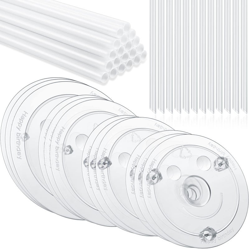 Marsui Marsui 68 Pcs Cake Tier Stacking Kit 12 Separator Plates for 4 5 6 8 Inch Cakes with 20 White Plastic Sticks Support Rods 36 Clear Stacking Dowels for Tiered - Image 1