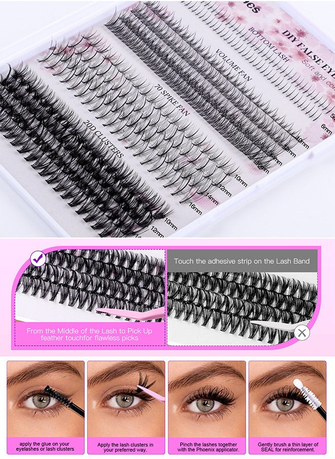 Depend - 4 Styles DIY Eyelash Extension Kit 404 Clusters, 5-16MM Mixed Individual Lashes Cluster, Natural Curl Personal Eyelash Set, Segmented False Eyelashes, Thick Eyelashes - Image 1