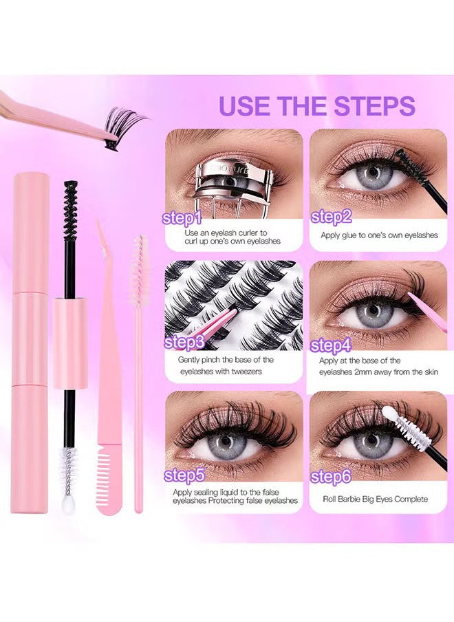 Depend - 4 Styles DIY Eyelash Extension Kit 404 Clusters, 5-16MM Mixed Individual Lashes Cluster, Natural Curl Personal Eyelash Set, Segmented False Eyelashes, Thick Eyelashes - Image 1