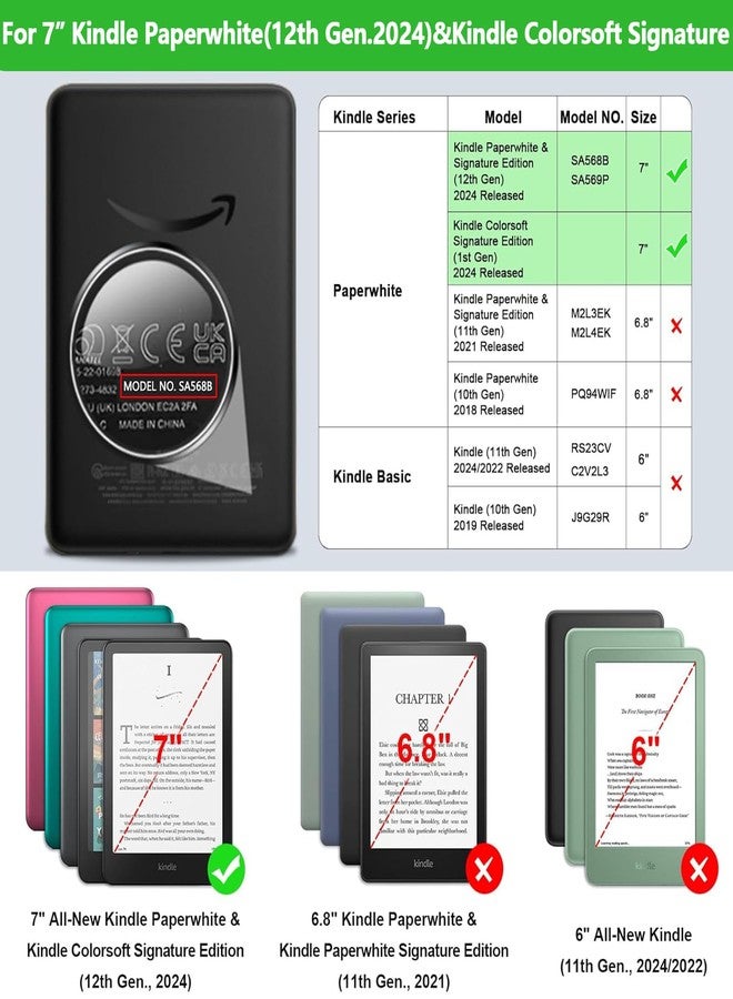 E NET-CASE Case for Kindle Paperwhite 12th Gen 2024 Released (7") & Kindle Colorsoft Signature Edition,Clear Back Shell Durable PU Leather Cover with Auto Sleep Wake,Orange Flower - Image 2