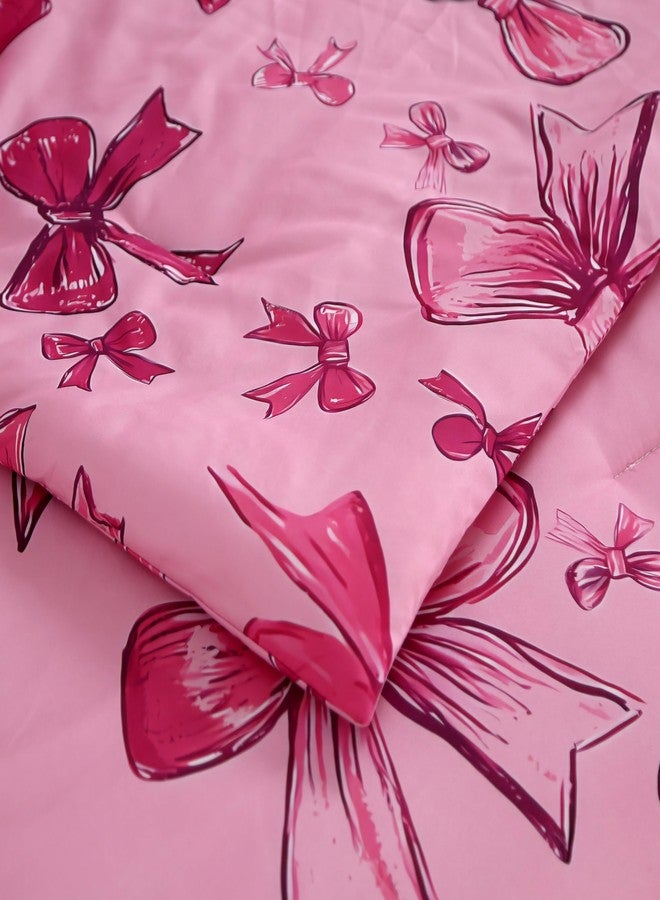 SDIII 3PCS Pink Bow Comforter Set Queen, Soft and Breathable Microfiber Lightweight Comforter Bows, Pink Bow Queen Bedding Set for Girls Kids Teens - Image 5