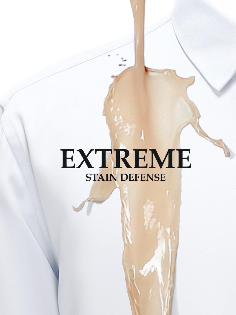 PLEPAN Men's White Long Sleeve Button Down Dress Shirt Slim Fit Stain Proof Wrinkle-Free Business Casual Stretch Shirt White L - Image 3
