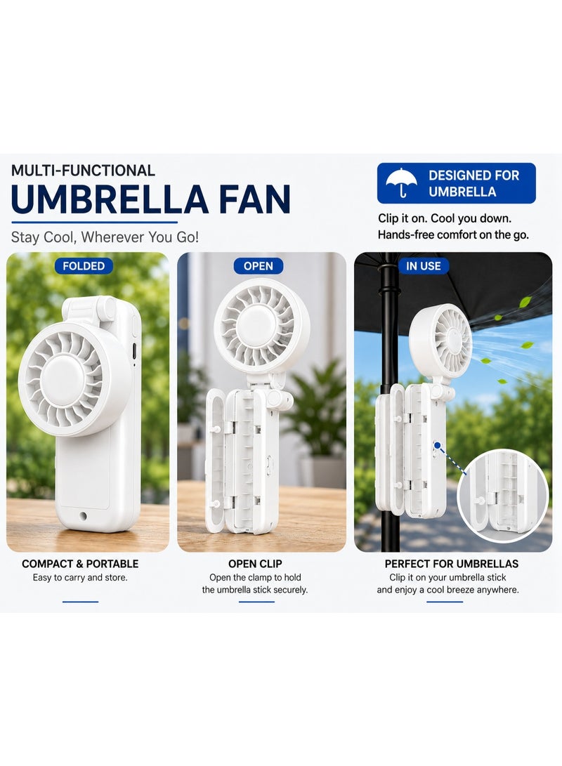 Ebazario Portable Clip On Fan Rechargeable USB Mini Fan 360° Adjustable Cooling Fan for Stroller Desk Camping Travel Bedroom Office Quiet Strong Wind Compact Foldable Fan White - Image 5