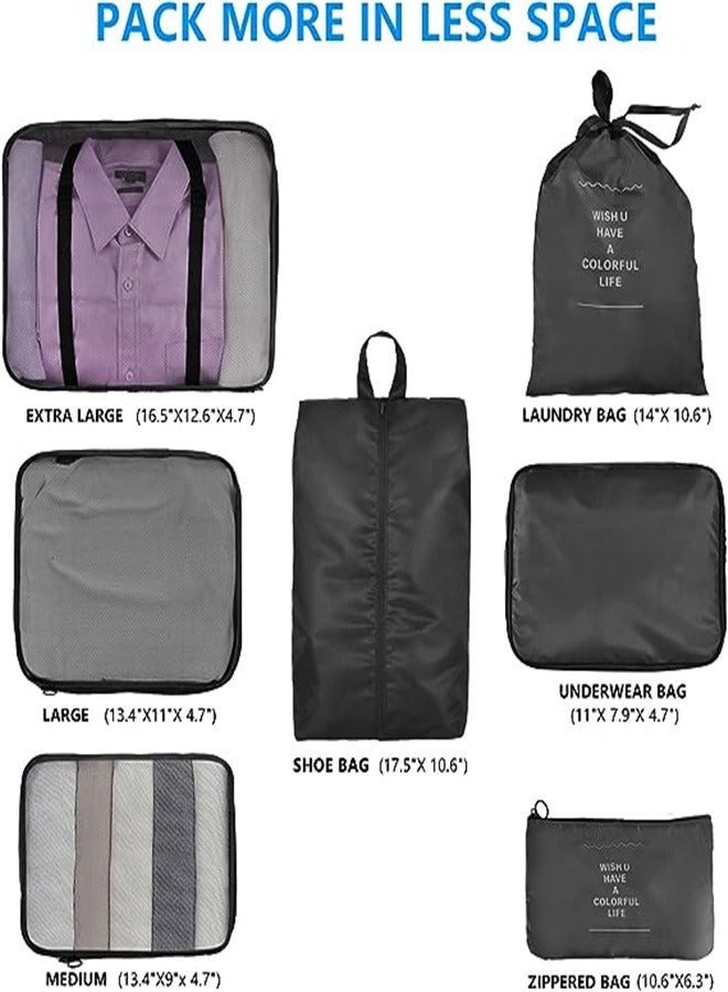 Goolsky 7pcs Travel Organizer Bag Set, Carry-On Suitcase Storage Bags with Separate Underwear and Lingerie Pouches for Maternity Wear, Portable Packing Accessories, Toiletry Bags for Clothes, Shoes, and Cosmetics. Ideal for Family Vacations, Business Trips, Backpacking, Camping, Hiking, Cruise Holidays - Image 3