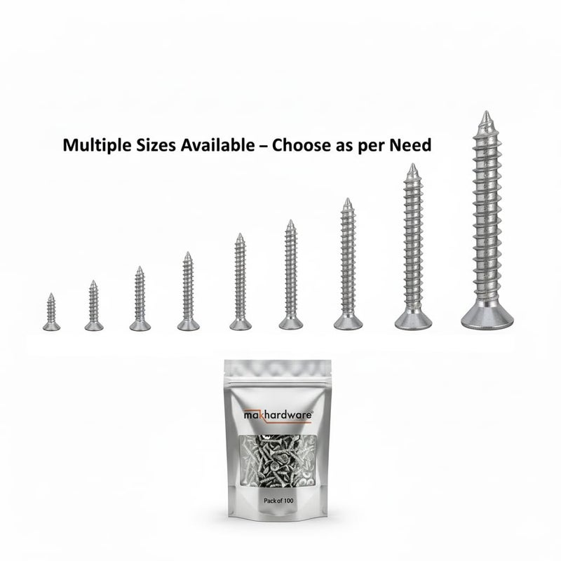 mak hardware ® Stainless Steel 304 Phillips Star Head Screws – Anti-Rust, Durable Screws for Wood, Plywood, Drywall & Wall Fixing – Pack of 100 (25mm) - Image 2