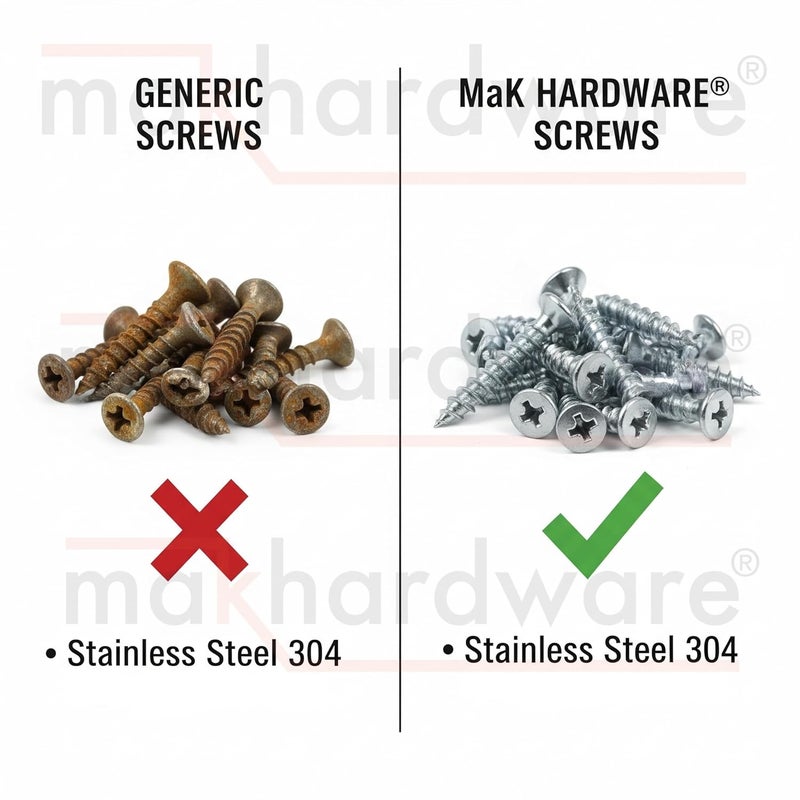 mak hardware ® Stainless Steel 304 Phillips Star Head Screws – Anti-Rust, Durable Screws for Wood, Plywood, Drywall & Wall Fixing – Pack of 100 (25mm) - Image 4