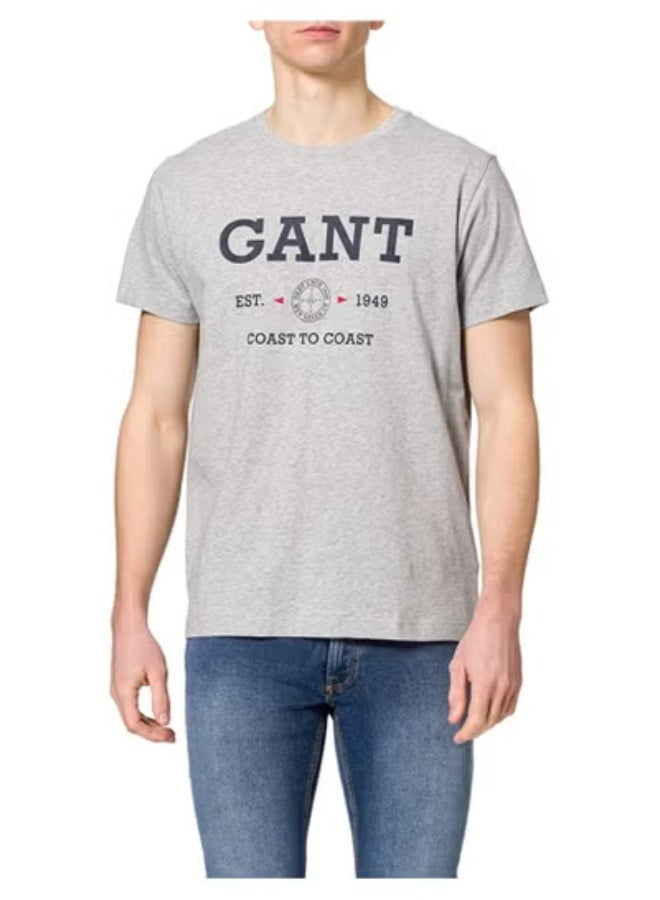 غانت تيشيرت رجالي من GANT (موديل 2003213-93) بطبعة جرافيك - رمادي - مقاس M - Image 1