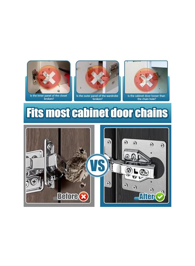 S-TOP Cabinet Repair Plates, 8 Pcs Cabinet Hinges Repair Plate, Stainless Steel Hinge Repair Brackets for Wooden Cabinet Door, Kitchen Cabinet, Wardrobes, Tables(8 Pcs/silver) - Image 3