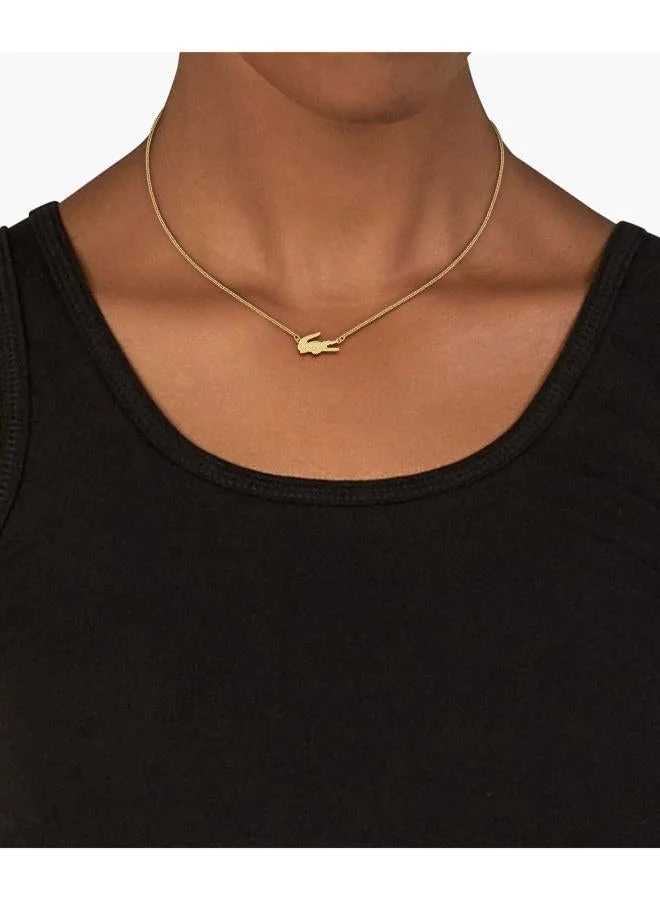 Lacoste Crocodile Collection Necklace For Women In Yellow Gold With A Crocodile-Shaped Charm - 2040044