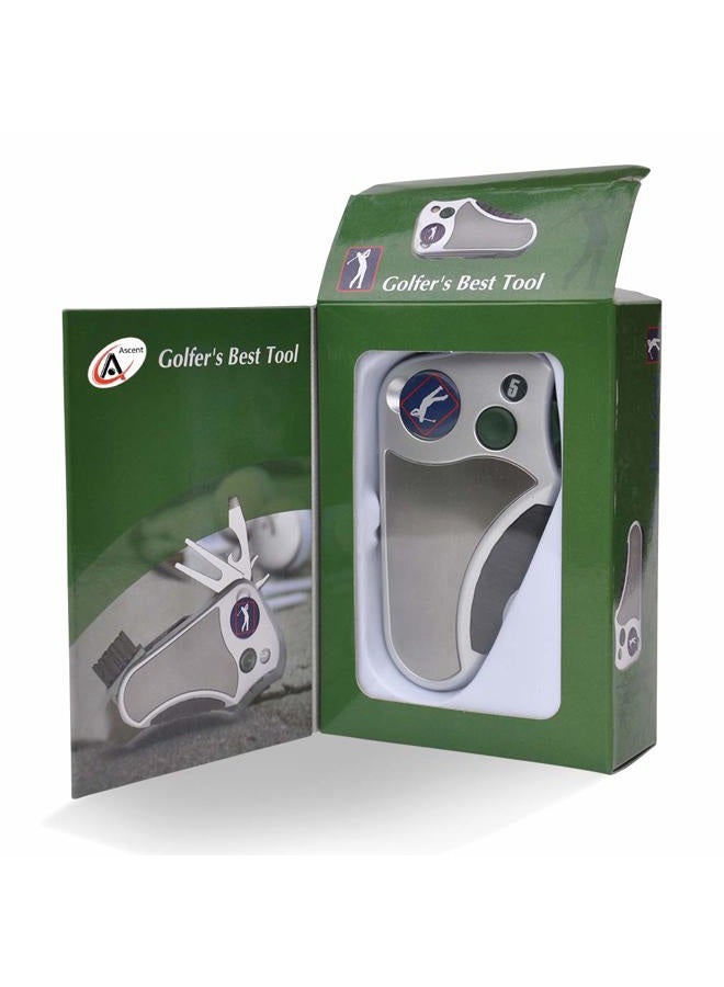 Ascent Golfer's Best Tool Golf Multitool All-in-ONE - Stroke Counter, Divot Repair Tool, Brush, Ball Marker, Cleat Tightener, Club Groove Cleaner, Best Golf Gift Idea for Men Women, Souvenir, Present - Image 2