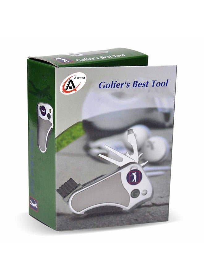 Ascent Golfer's Best Tool Golf Multitool All-in-ONE - Stroke Counter, Divot Repair Tool, Brush, Ball Marker, Cleat Tightener, Club Groove Cleaner, Best Golf Gift Idea for Men Women, Souvenir, Present - Image 3