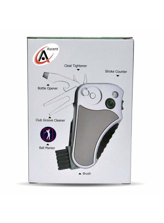Ascent Golfer's Best Tool Golf Multitool All-in-ONE - Stroke Counter, Divot Repair Tool, Brush, Ball Marker, Cleat Tightener, Club Groove Cleaner, Best Golf Gift Idea for Men Women, Souvenir, Present - Image 4