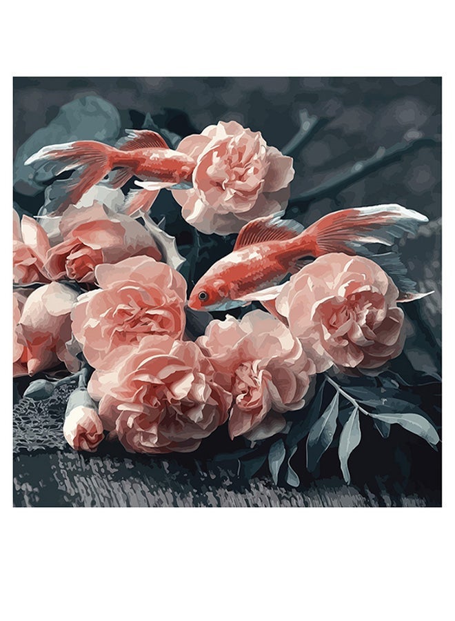 RYN Flower Themed Decorative Wall Art Pink/Grey 30x30cm - Image 2