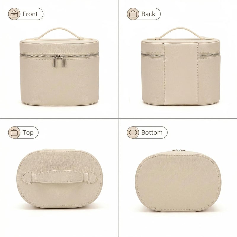 Magic Park Makeup Bag Cosmetic Travel Bag Makeup Case with Compartments and Handle Portable Cosmetic Organizer Bags,Toiletry Bag for Women (White) - Image 2