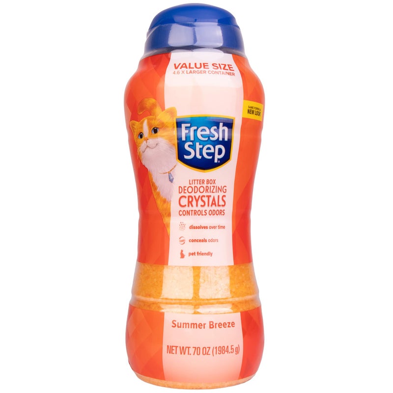 Fresh Step Cat Litter Crystals in Tropical Summer Breeze Scent - Cat Litter Box Deodorizer - Combats Odors and Neutralizes Smells to Keep Your Home Clean, Value Size, 70 Ounce - Image 1