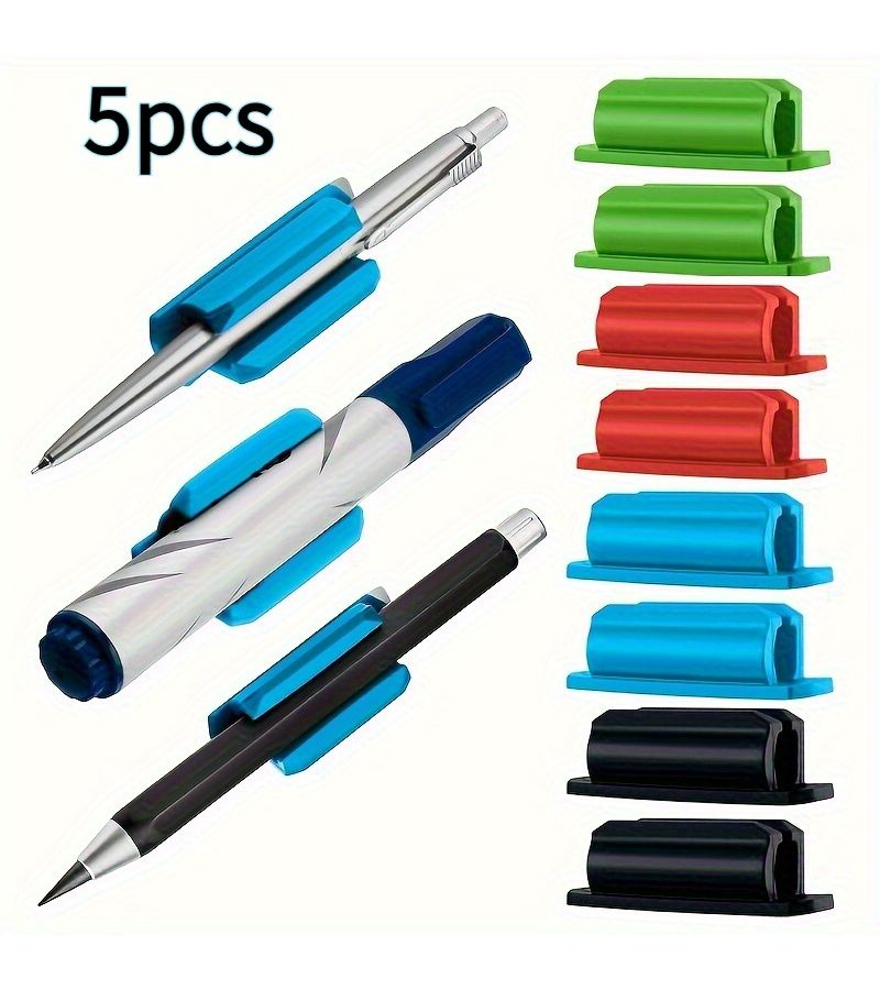 5 Pack Silicone Pen Holders Green Waterproof Adhesive Desk Organizer Square Storage - Image 1